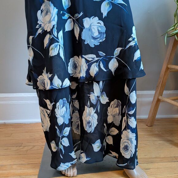 Vintage 90s Y2K Jessica McClintock Floral Gown Bejeweled Straps Maxi Dress 8 - Picture 6 of 11